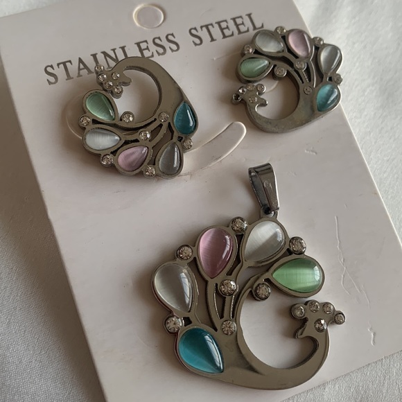 Jewelry - Stainless steel earrings and pendant set